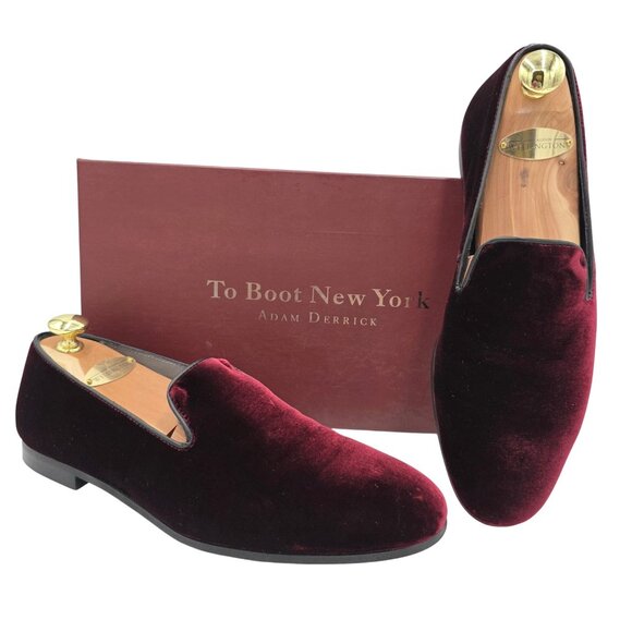 To Boot Other - Italy To Boot Adam Derrick Mens 8M Garnet Red Velvet Dress Shoes Loafers Slipper